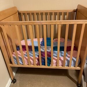 Handmade Crochet Afghan Throw Crib Sheet Blanket Multicolor 35” x 29” Patchwork